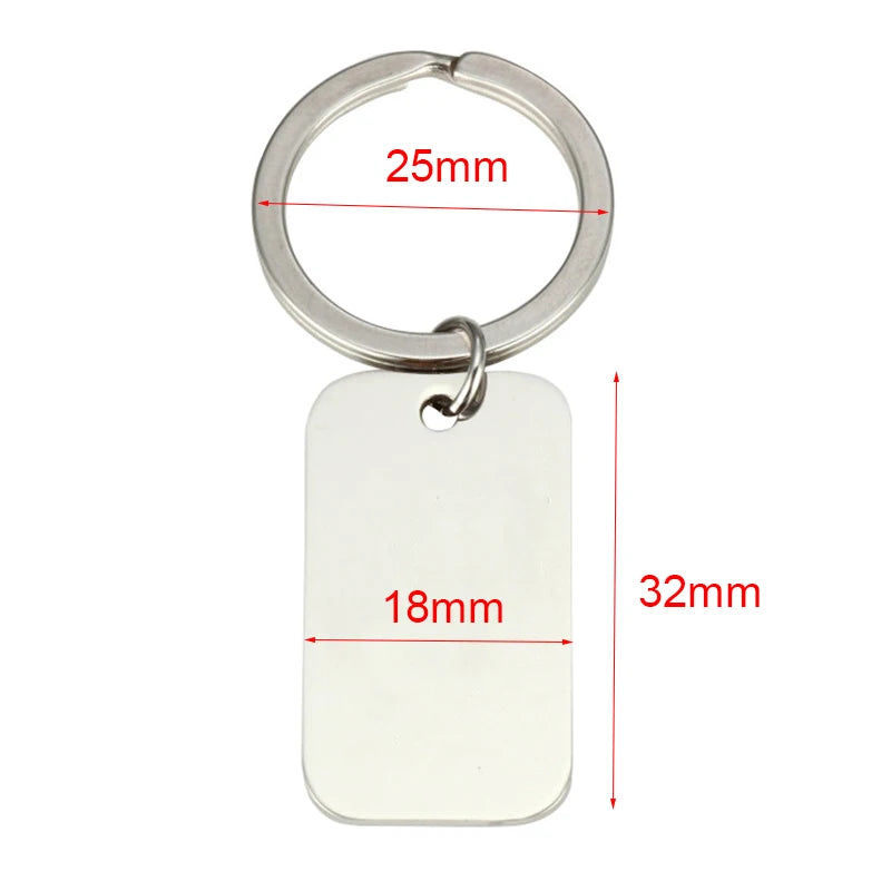 Blank Engraving Name Mirror Polished Stainless Steel Keychains